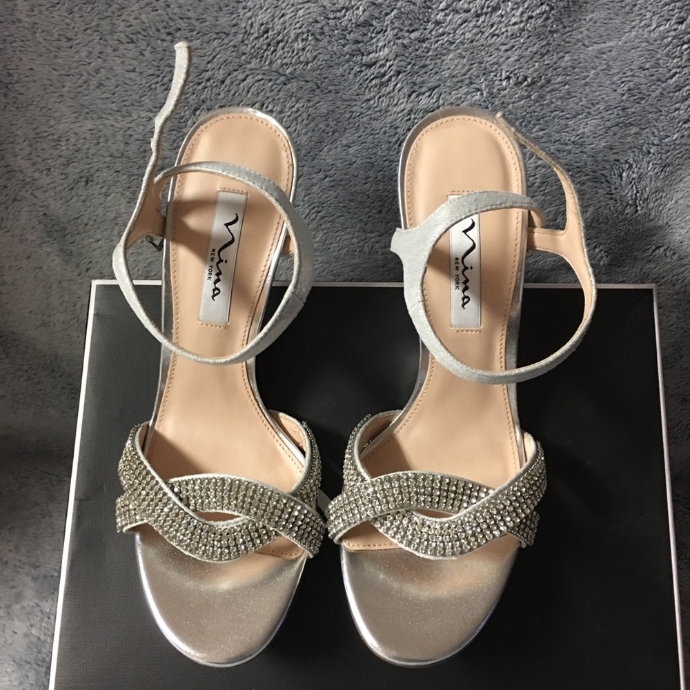 New Nina Davis Crystal Ankle Strap Sandal